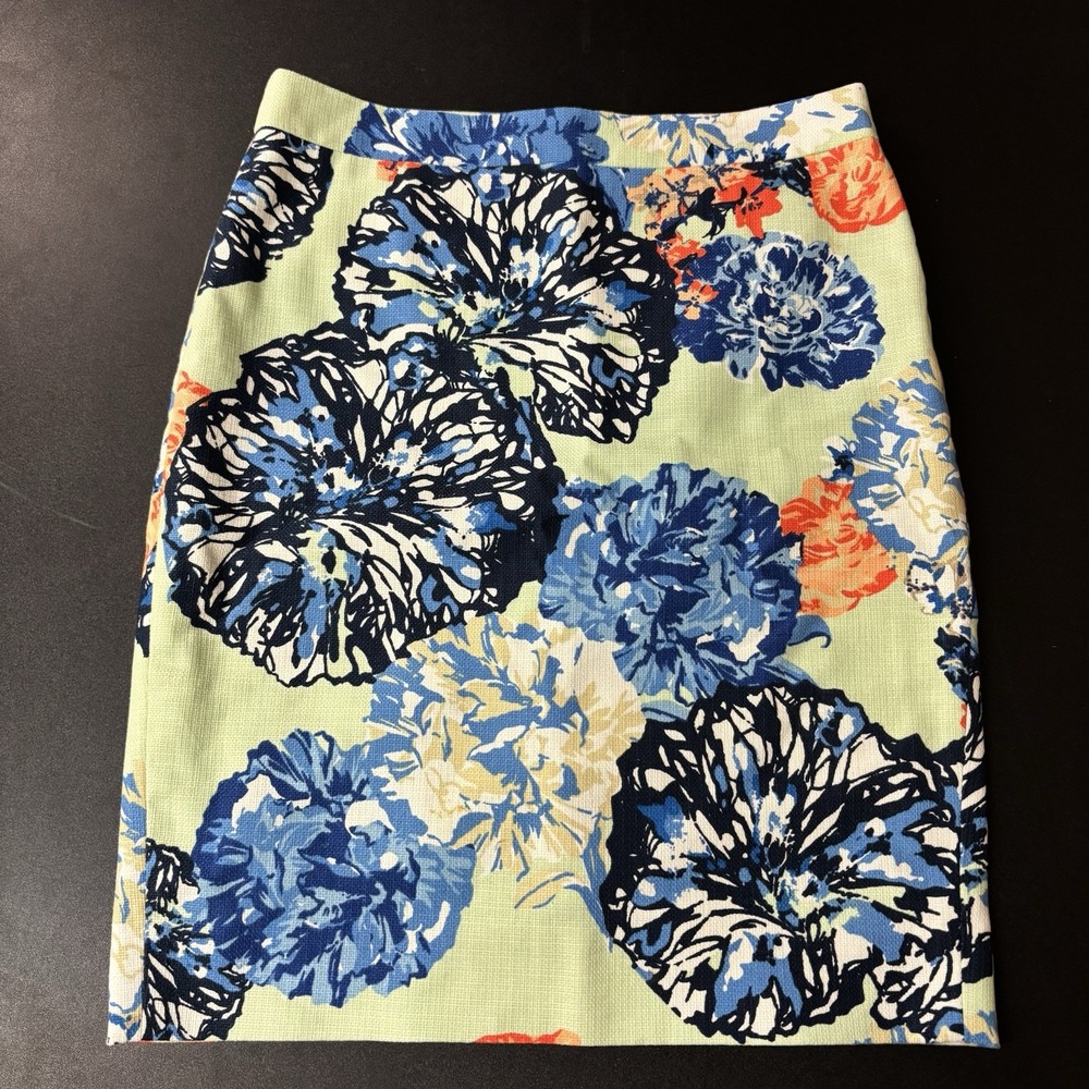 J CREW Size 2 The Pencil‎ SKIRT Cotton Woven Floral Cotton Skirt B8203 Lined